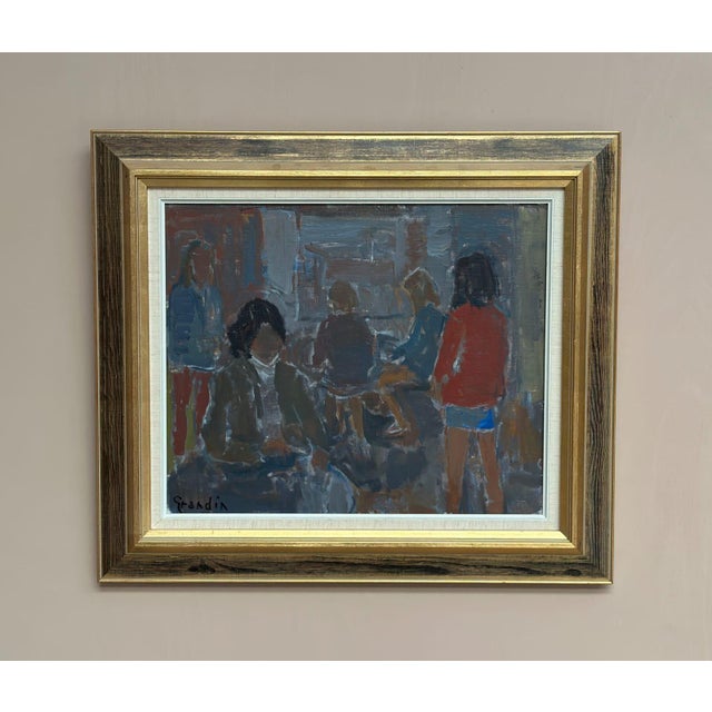 Mid-Century Modern Svän Grandin, Gathering, 1960s, Oil on Canvas, Framed For Sale - Image 3 of 18