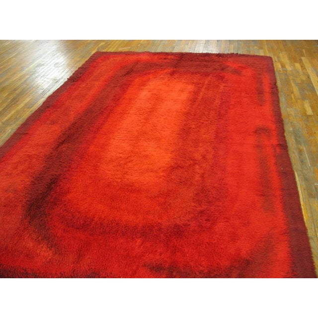 Dynamic Mid-Century With Pallet of Red Color Vintage Swedish Rya Rug ...