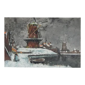 1919 Frantz Charlet Etching Windmill Winter