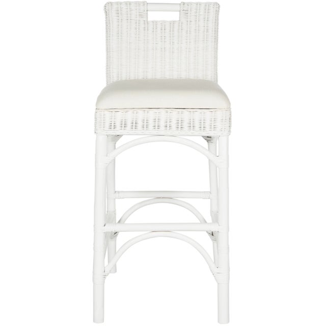 Rattan Barstool in White & Eggshell For Sale In Philadelphia - Image 6 of 6
