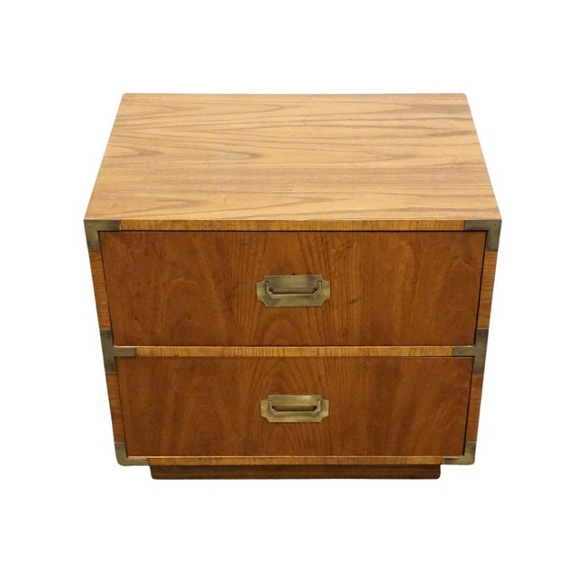 Campaign Dixie Furniture Campaigner Collection Walnut 24" Two Drawer Nightstand 767-621 For Sale - Image 3 of 14