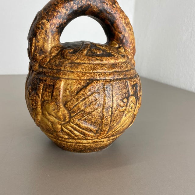 Large Colorful Fat Lava Pottery Maya Tiki Vase from Jasba Ceramics, Germany, 1970s For Sale - Image 16 of 18