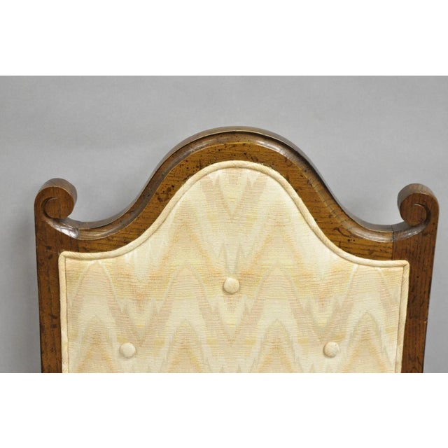 Late 20th Century Vintage Italian Provincial Hollywood Regency Oak Wood Dining Arm Chairs - A Pair For Sale - Image 4 of 11