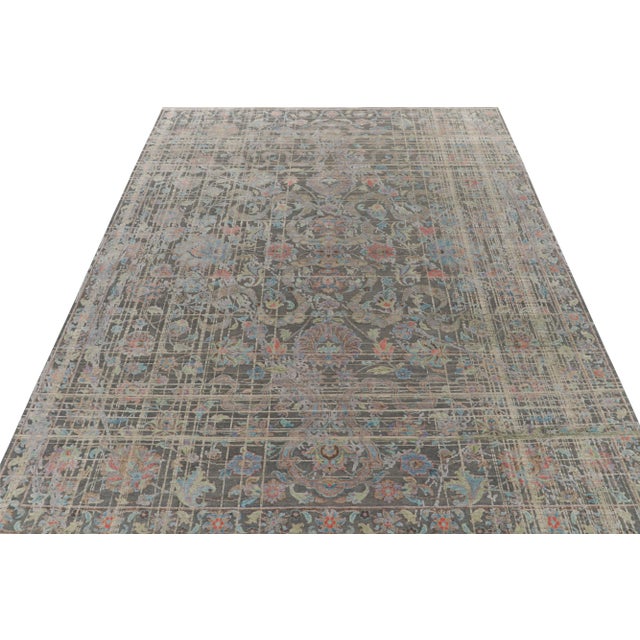 Traditional Rug & Kilim’s Persian Style Modern Rug in Gray With Polychrome Floral Patterns For Sale - Image 3 of 6