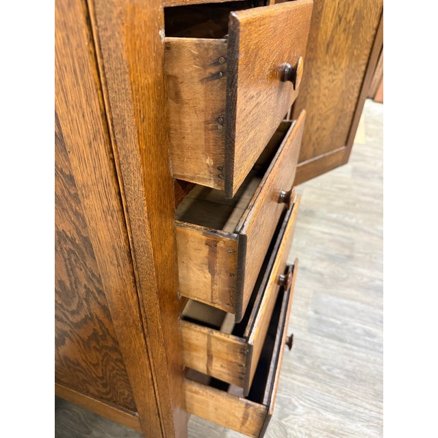 Antique Arts & Crafts Mission Quarter Sawn White Oak Gentleman’s Chiffonier For Sale - Image 13 of 18