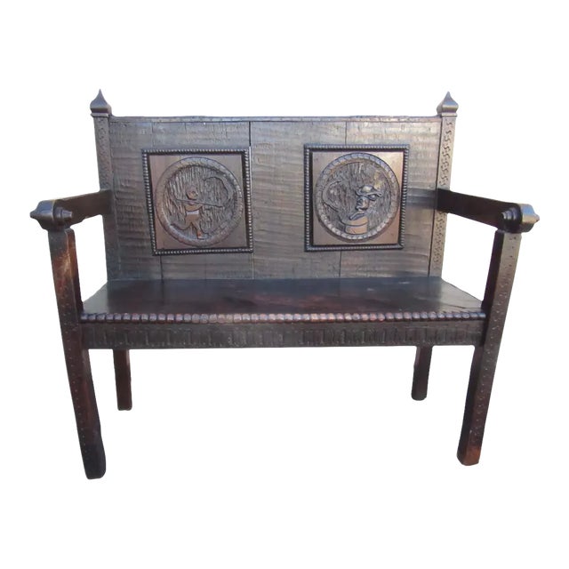 Antique Flemish Oak Bench For Sale