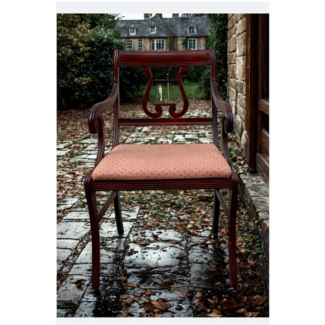 1940s Attributed to Bassett Regency Klismos Lyre-Back Mahogany Dining Chairs - Set of 6 For Sale - Image 11 of 11