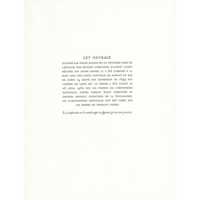 Untitled 1962 Lithograph 4 by André Masson For Sale - Image 4 of 4