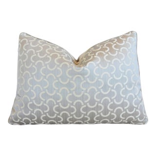 Italian Designer Geometric Modern Contemporary Jacquard Mélange Feather/Down Pillow 21" X 15" For Sale