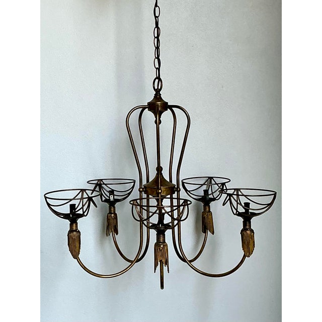 Late 20th Century Vintage Hinkley Burnished Brass Tassel Chandelier For Sale - Image 5 of 12