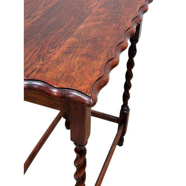 Antique English Oak Barley Twist Pie Crust Top Side Table For Sale - Image 11 of 12
