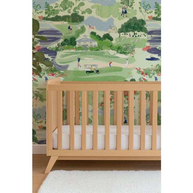 Not Yet Made - Made To Order Golf Course Toile Grasscloth Wallpaper by House Party | 8 Yards For Sale - Image 5 of 10