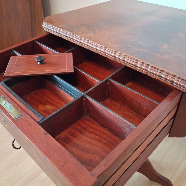 Antique Biedermeier Mahogany Sewing Table, 1850s For Sale - Image 11 of 14