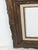 French Country Vintage Carved Dark Brown Wood Picture Frame With Cream Linen Liner For Sale - Image 3 of 13