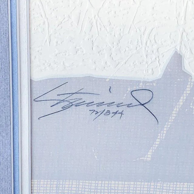 Late 20th Century Late 20th Century Mixed Media Collage Depicting Winter Landscape With Embossed Design in Post-Modern Style (Signed and Numbered) For Sale - Image 5 of 7