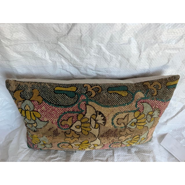 17th Century 17th Century Italian Wool and Silk Floral Scrollwork Pillow For Sale - Image 5 of 7