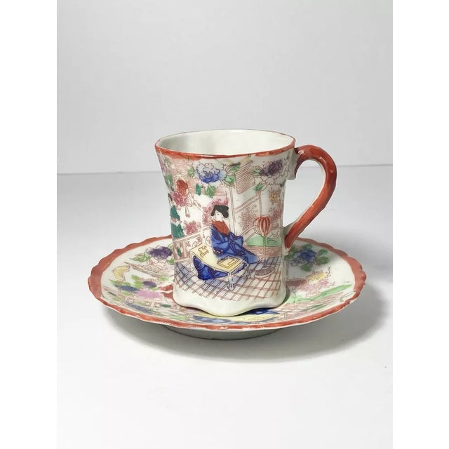 1940s Postwar Japanese Import 13-Piece Bone China Demitasse Coffee Set For Sale - Image 9 of 12
