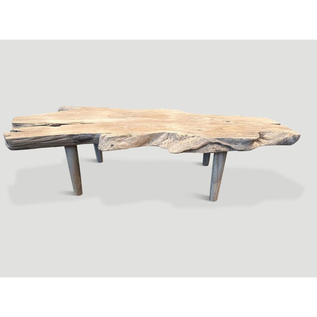 Contemporary Andrianna Shamaris St. Barts Teak Wood Single Slab Coffee Table For Sale - Image 3 of 5