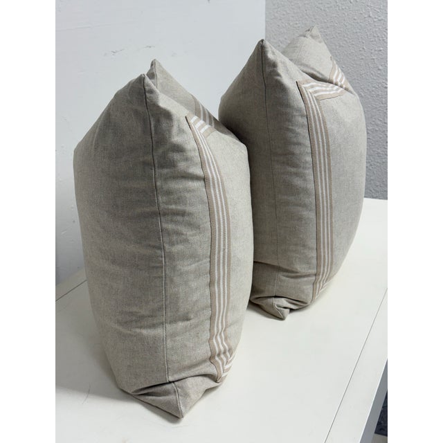 Thom Filicia Home Collection Striped Border Decorative Pillows, Pair For Sale - Image 4 of 12