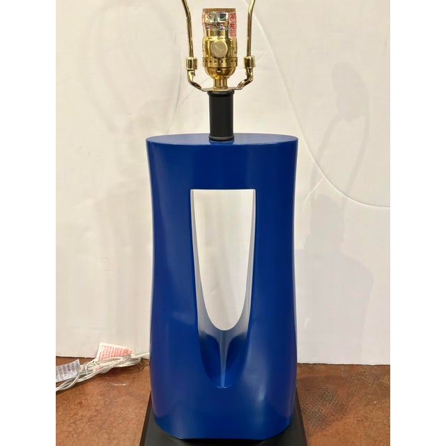 Modern Currey & Co Modern Sculptural Blue Lamp For Sale - Image 3 of 4