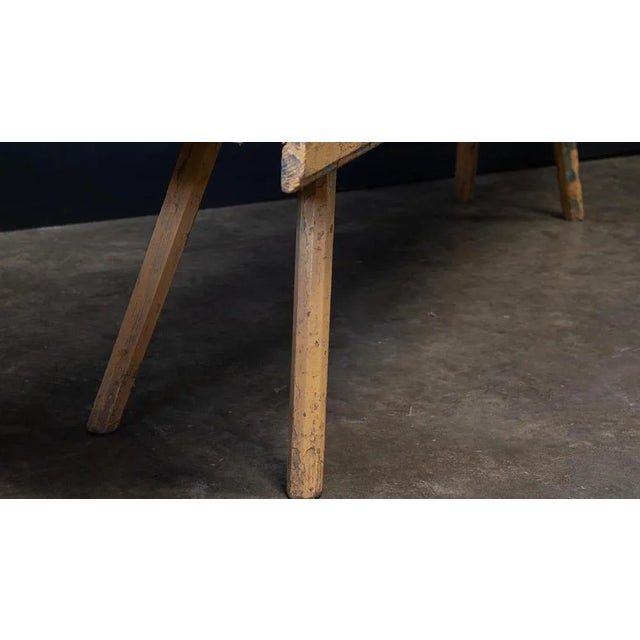 Beige European Primitive Painted Bench, Early 20th Century For Sale - Image 8 of 9