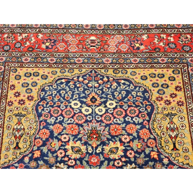 Vintage Persian Tabriz Area Rug, Floral Pattern, Handwoven Wool, Navy & Red, 4’ X 6’ For Sale - Image 9 of 12