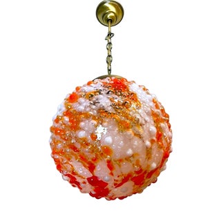 Large Portuguese Red Art Glass Pendant attributed to Marinha Grande, 1960s For Sale