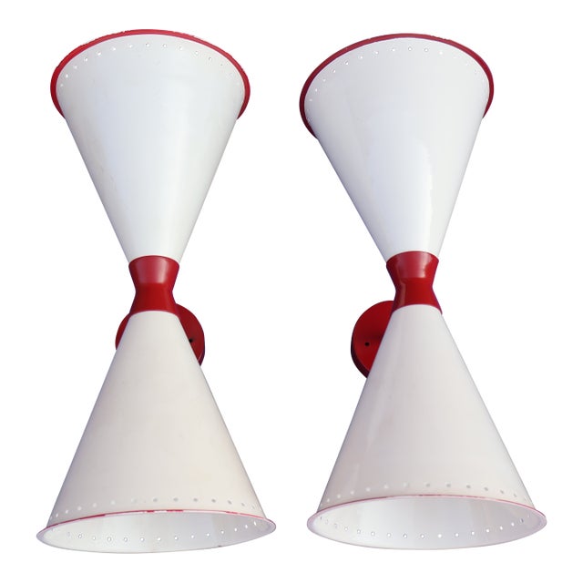 Pair of Diabolo Sconces in the Style of Jean Royere For Sale