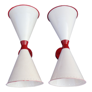 Pair of French Mid Century Diabolo Sconces
