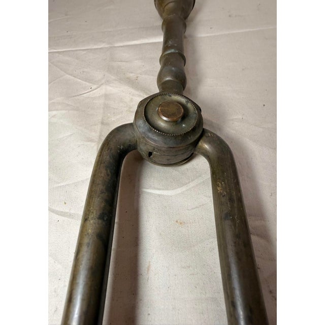 Metal Antique 18th Century Wrought Iron Turned Brass English Fireplace Tongs Tool 10 For Sale - Image 7 of 11