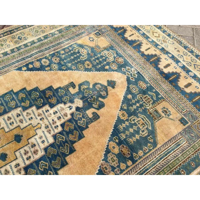 Vintage Hand Knotted Turkish Area Rug - 110" X 67" For Sale - Image 4 of 11