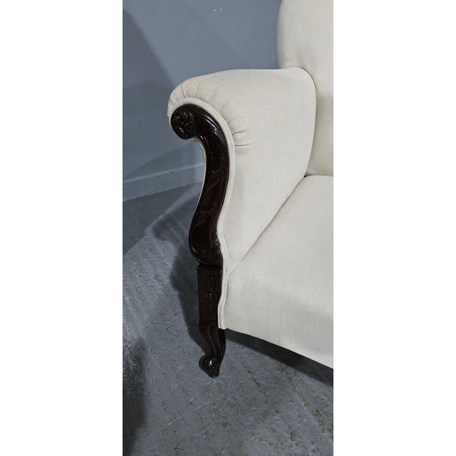 Brown Antique Upholstered Two-Seater Sofa, 1900s For Sale - Image 8 of 12