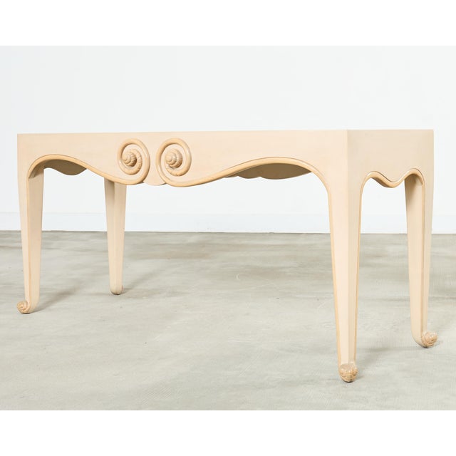 Art Deco Sally Sirkin J. Robert Scott Travertine Snail Console Table For Sale - Image 3 of 18