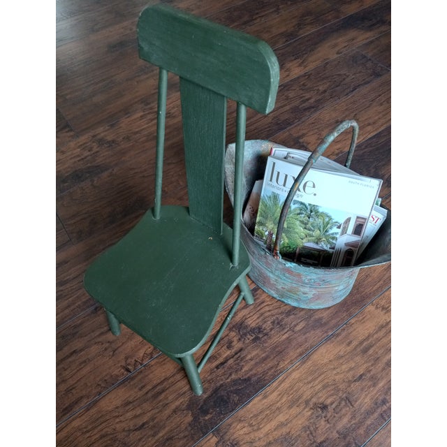 Antique Small Green Child's Chair For Sale - Image 10 of 12