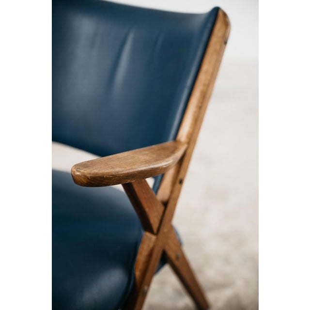 Vintage Lounge Chair in Wood and Blue Skai from Dal Vera, 1950s For Sale - Image 11 of 16