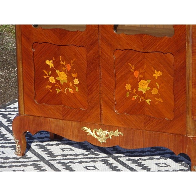 Small Louis XV Marquetry Display Case, 1950s For Sale - Image 9 of 18