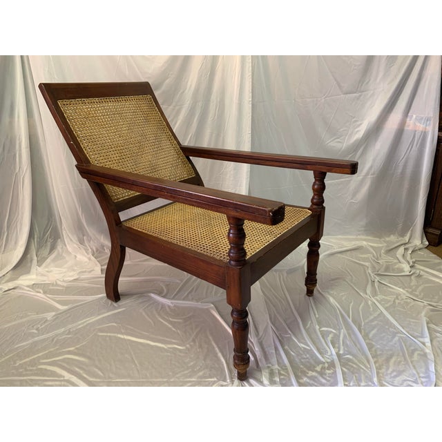 Vintage Reproduction 18th Century Style Caned Planter’s Chair For Sale - Image 4 of 12