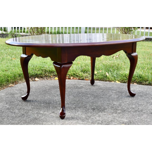 Brown Pennsylvania House Solid Cherry Coffee Table Queen Anne Oval Vintage Cocktail For Sale - Image 8 of 15