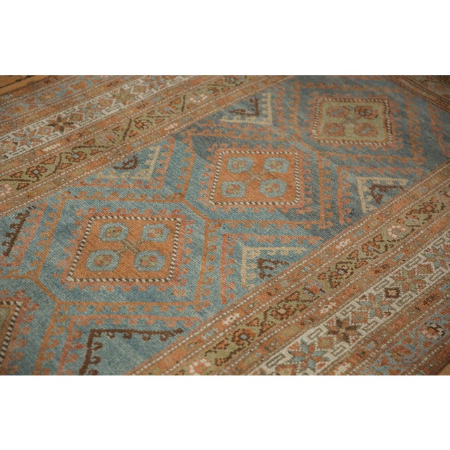 Sky Blue 1930s Vintage Persian Malayer Diamond Medallion Wool Rug Runner For Sale - Image 8 of 10