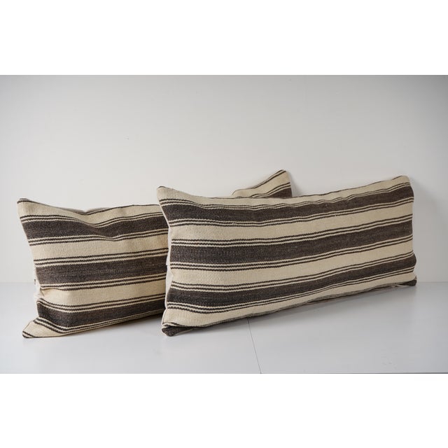 Turkish Kilim Pillow Cover - A Pair Elevate your home decor with these exquisite 16" x 40" pillow covers crafted from...