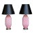 Pair of Italian Mid-Century Ribbed Cyclamen Murano Glass Table Lamps, 1950s For Sale