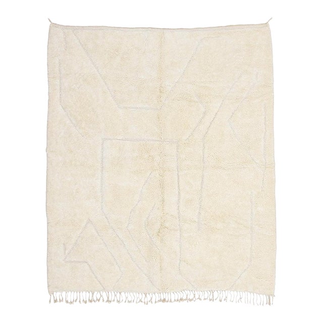 Near-Square Abstract Tone-on-Tone Hand-Knotted Wool Rug | 9'3" X 8'0" | One of a Kind For Sale