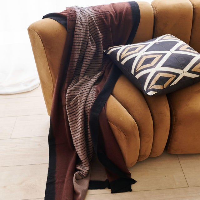 Contemporary Handwoven Mink Brown Myrtle Drift Merino Throw For Sale - Image 3 of 7