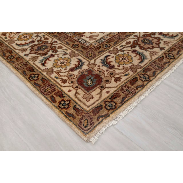 Ivory Cream Persian Tabriz Soft Hand Knotted Wool Rug 5x7Ft. For Sale - Image 11 of 18