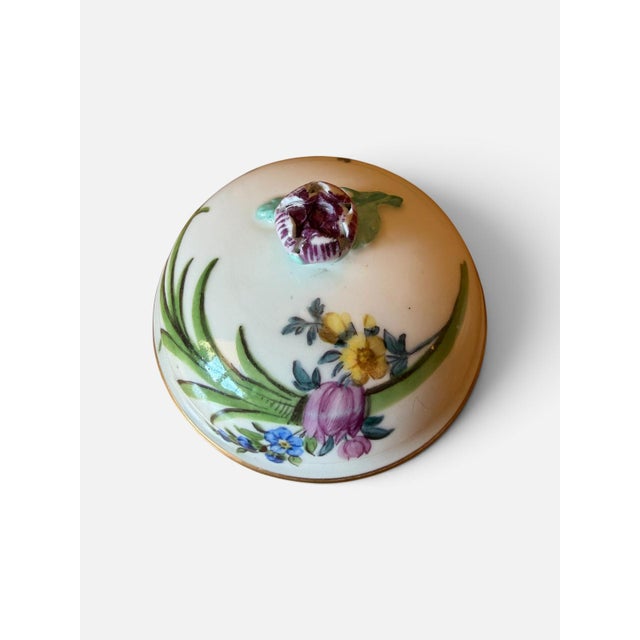 Rococo Marcolini Lidded Cup and Saucer in Porcelain with Floral Decoration from Meissen, 1774, Set of 3 For Sale - Image 3 of 6