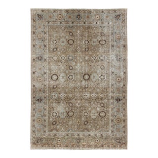 Antique Persian Tabriz Rug in Mocha, Camel, Brown, Gray and Light Blue 9'3 X 13 For Sale