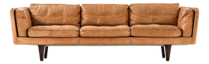 Vintage Sofa in Leather and Rosewood by Illum Wikkelø, 1960s