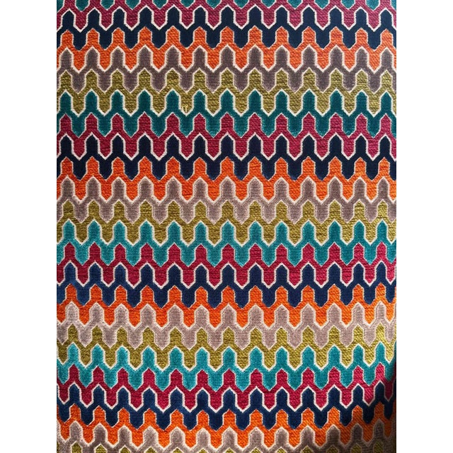 Vintage Wingback Armchair With Hamilton Sidewinder Confetti Custom Upholstery For Sale - Image 10 of 12