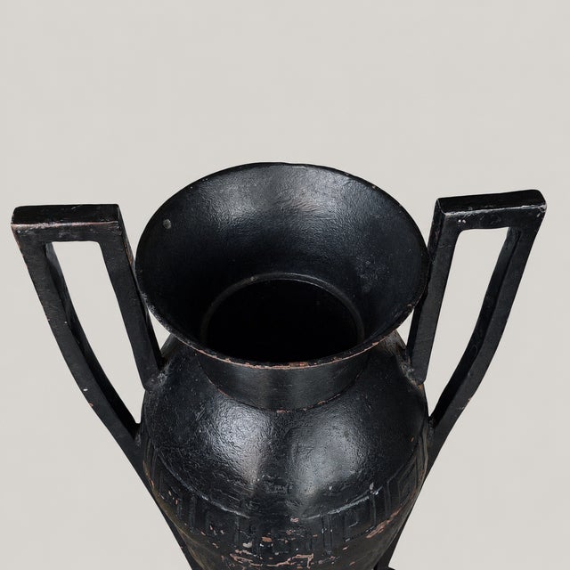 Early 20th Century 19th/20th Century Neoclassical Cast Iron Amphora Urn With Greek Key Band For Sale - Image 5 of 9