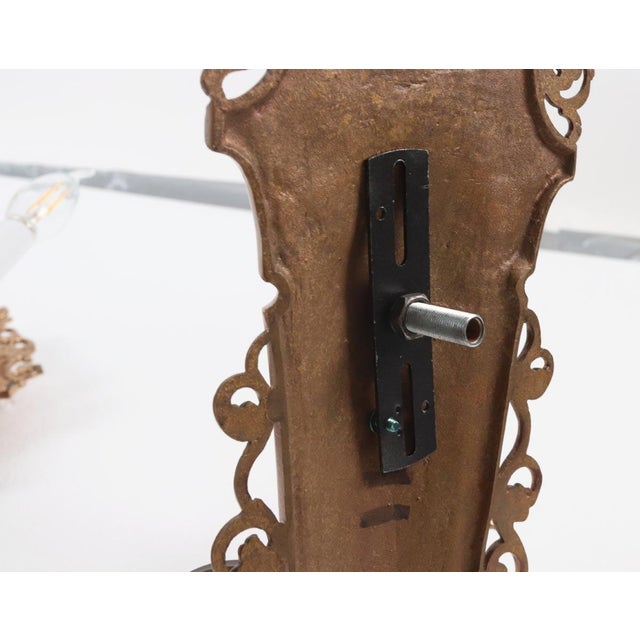 Mid 20th Century Oscar Bach Style Bronze 2 Arm Wall Sconces - a Pair of 18 In For Sale - Image 14 of 15